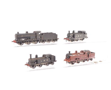 LMS 00 Gauge kitbuilt Steam Locomotives (4), Crimson No 2018 0-6-2 Flat Iron Tank engine (pick ups unattached), black 0-6-2 u