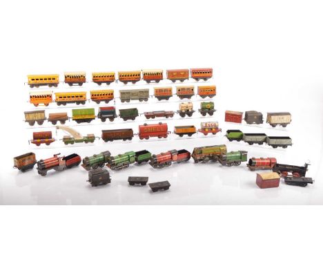 Mettoy/ Wells-Brimtoy/ Chad Valley 0 Gauge Locomotives & Rolling stock (30 plus), large quantity including 0-4-0 Loco & Tende