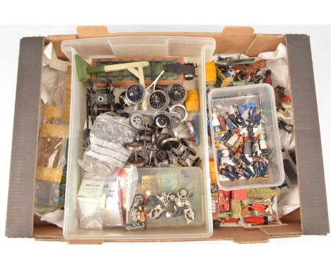 Large quantity of 0 Gauge course scale wheels bogies and Accessories and various metal and plastic Figures Military and Lines