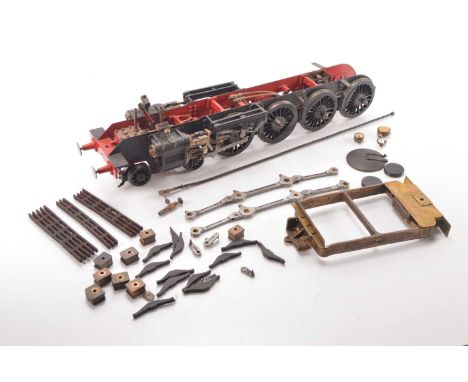 An incomplete Frames and Motion of a 2.5" Gauge 4-8-4 Locomotive, in essence a rolling chassis, which has clearly seen some p