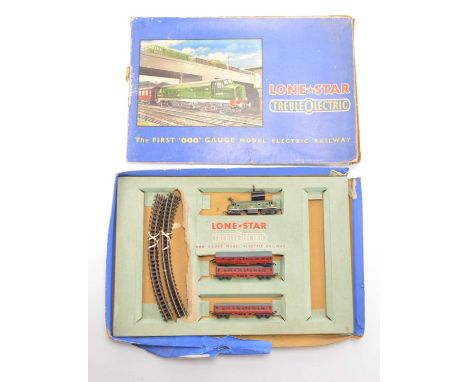 Lone Star 000 Electric N Gauge EL51 Diesel Passenger Train Set, comprising BR green Deltic type Diesel, three BR maroon Coach
