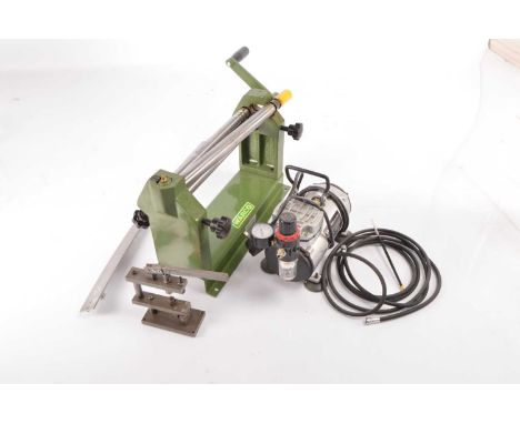 Modeller's tools for scratch builders (3), comprising a compressor/paint sprayer with  pressure range up to 7 bar, a heavy du