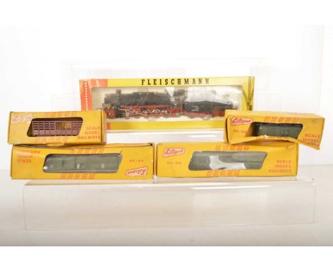 Fleischmann Liliput H0 gauge Locomotive  and rolling stock in original boxes (5), comprising Fleischmann 1263 2-10-0 Locomoti