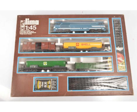 Lima  O gauge Diesel Locomotive freight set  (1), comprising in original box Lima 3546 with SNCF blue Diesel Locomotive Bo-Bo