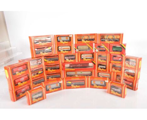 Hornby 00 gauge freight wagons in original boxes (36), comprising R738 Ferry van, R234 Railfreight van (2), R247 Speedlink va