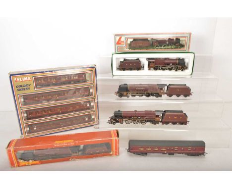 Hornby Lima 00 gauge Locomotives and coaches (7), comprising in original boxes Lima 205119 Crab class 2-6-0 LMS maroon 13000,
