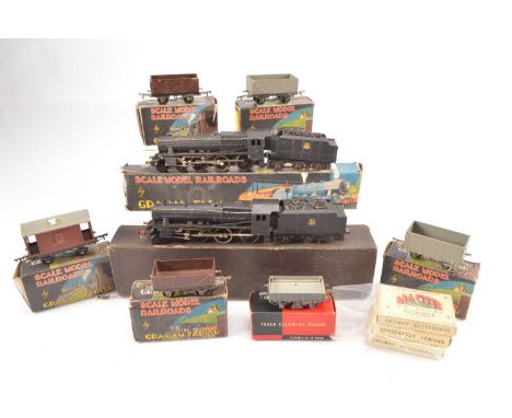 Pair of boxed Graham Farish 00 Gauge 4-6-0 Black Five Locomotives and Tenders and Goods wagons and Wills Track Cleaning Car a