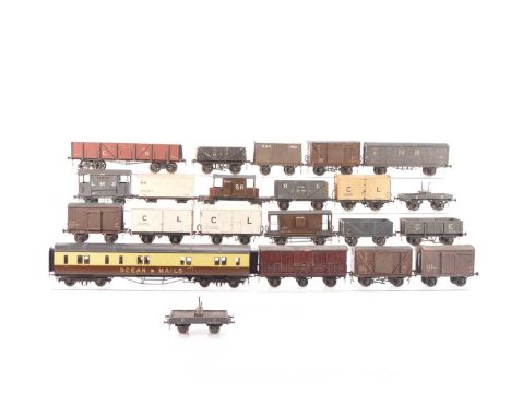 Scratch and commercially built 0 Gauge Course scale Goods wagons (21), LMS/SR Brake Vans, MR/CL/NER Covered wagons, CR Ore Wa