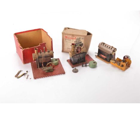 Mamod/Meccano trio of Steam items (3), Minor 2 with burner in plain labelled box, SE1 Steam plant with single cylinder and fl
