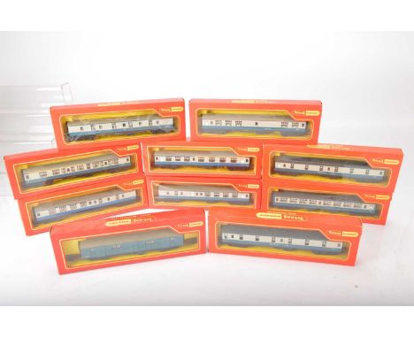 Tri-ang  00 gauge Inter-City coaches  in original boxes (10), comprising in blue/white liveries Mark 1 coaches R727 Composite