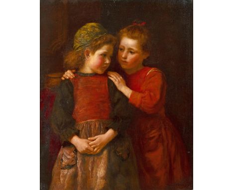 Aloysius O’Kelly RHA (1856-1936)  Interior with Two Girls Oil on canvas 91 x 73cm (35¾ x 28¾”) SignedLiterature: Niamh O’Sull