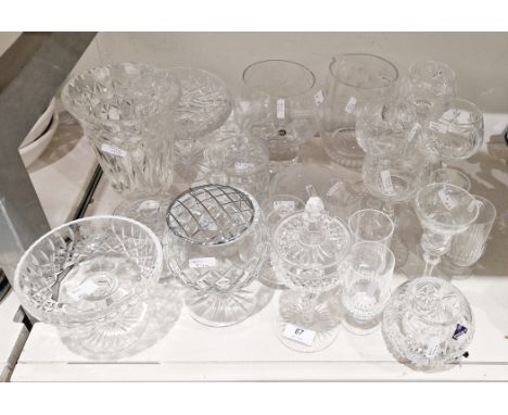 Collection of 20th century cut-glass, including: four large Edinburgh Crystal wine glasses, a Stuart star cut water jug, a Du