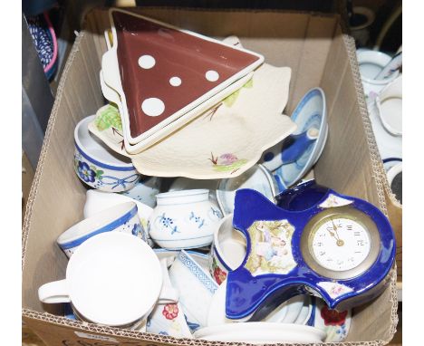 Two Dornay triangular serving dishes, pair of Royal Doulton British Airways EC1024 teacups, a small collection of character m