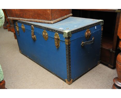 A large blue trunk with studwork detail