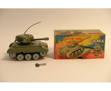 A boxed Gama 98 clockwork tank made in West Germany