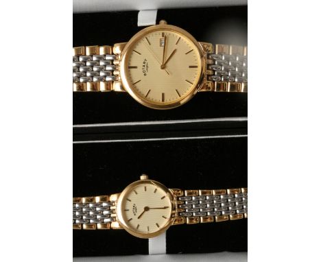 A bi metal Rotary wristwatch and a matching ladies Rotary wristwatch (2).