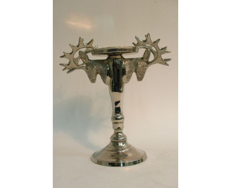 A Kenneth Turner of London silver plated stag head candle stick holder