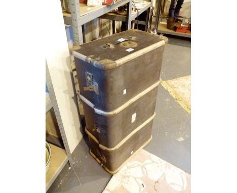 Large canvas and wood luggage trunk