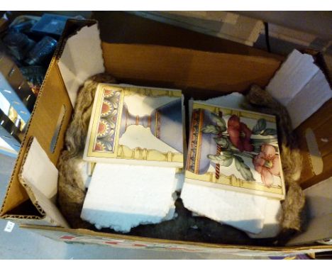 Box of decorative fire surround tiles