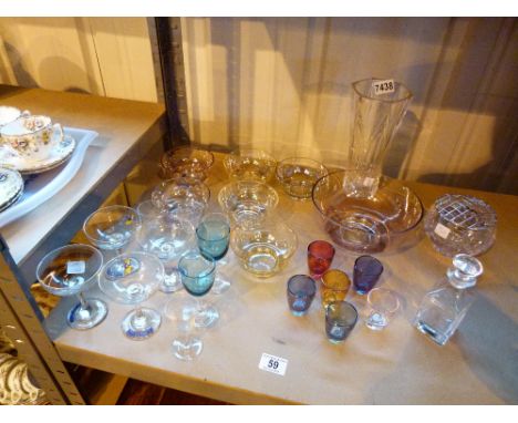 Shelf of mixed glass and crystal