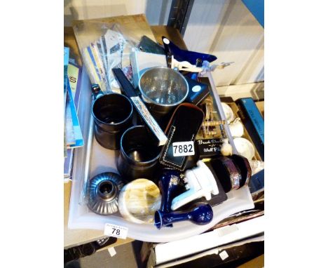 Mixed lot including miniature telescope, jewellery, pewter mug etc