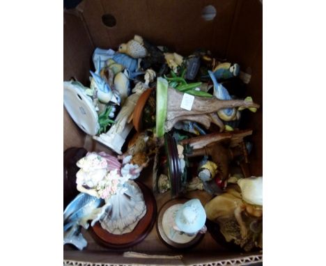 Quantity of ceramic birds and lady figurines