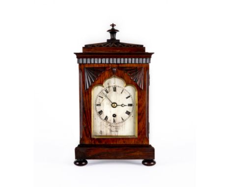 A GEORGE IV ROSEWOOD BRACKET CLOCK by Purvis, North Audley Street, London, the single fusee movement with anchor escapement, 