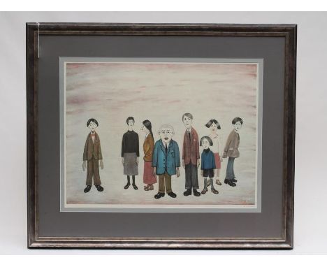 LAURENCE STEPHEN LOWRY (1887-1976) "His Family", lithograph, limited edition with blindstamp, signed in pencil, plate size 20