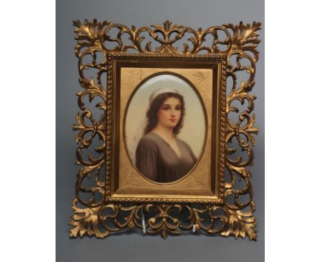 AN AUSTRIAN PORCELAIN OVAL PLAQUE, late 19th century, painted in polychrome enamels with a bust portrait of Ruth, unsigned an