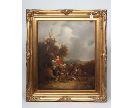 ATTRIBUTED TO WILLIAM SHAYER (1811-1892) Travellers Resting, oil on canvas, unsigned, 23 3/4" x 19 3/4", gilt frame (Est. plu