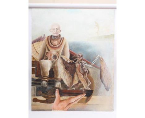 IAN CHARLES SCOTT (Scottish b.1957) "Patron Saint of Forgetfulness", gouache on board,unsigned, inscribed label to reverse, 4