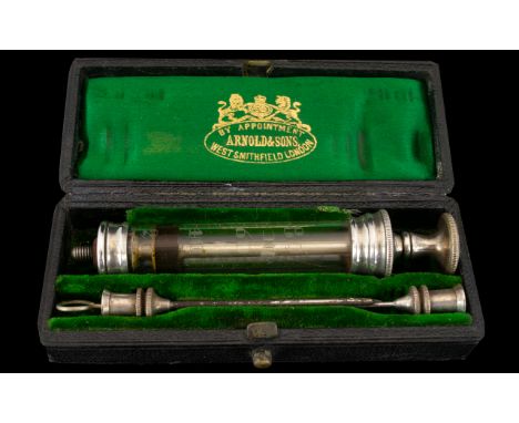Antique Medical Interest An Arnold & Sons Patent Hypodermic Syringe. Complete with original fitted case, marked with military
