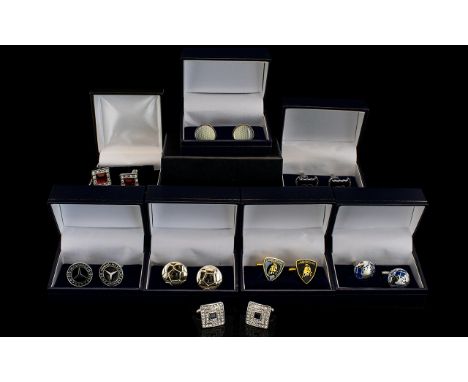 Good Collection of Mixed Cufflink's with Boxes. ( 8 ) Cufflink's In Total, Includes Novelty Cufflink's like Football, Golf Ba