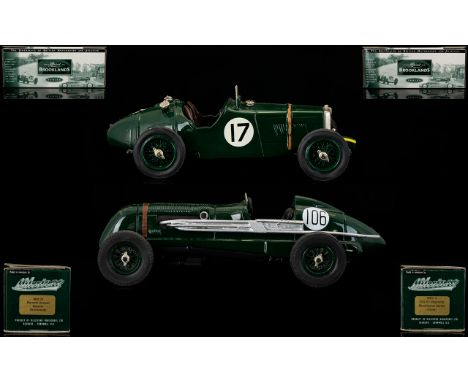 Milestone Miniatures 'The Sprit of Brooklands' Series. 1/43rd Scale Diecast Model Cars (2) for adult collectors.1.  MBC 3, MG