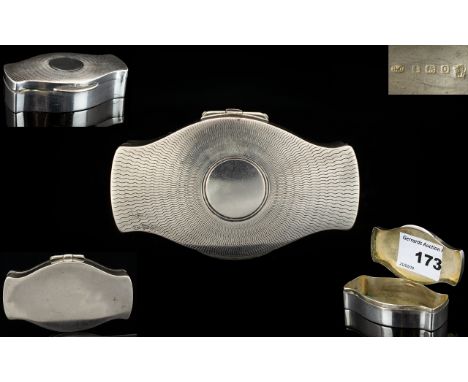 Antique Period Superb Shaped Solid Silver Pill Box / Snuff Box of Unusual Form and Excellent Cover. Maker R.C ( Robert Chandl