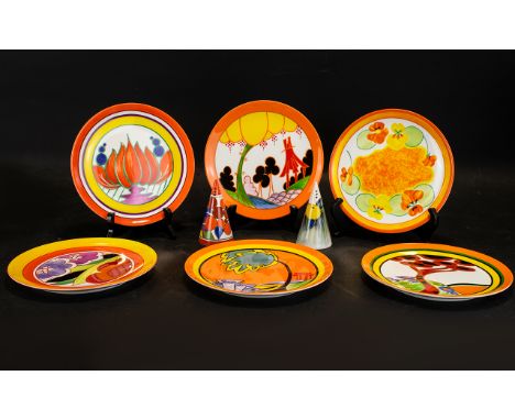 Collection of Limited Edition Clarice Cliff Plates and Salt &amp; Pepper Shaker, plates to include, 'Monsoon' #429C, 'Summerh