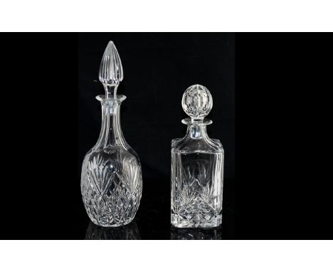 Edinburgh Crystal Decanter Square form with star cut base, spherical stopper intact, foil retail sticker still intact, height