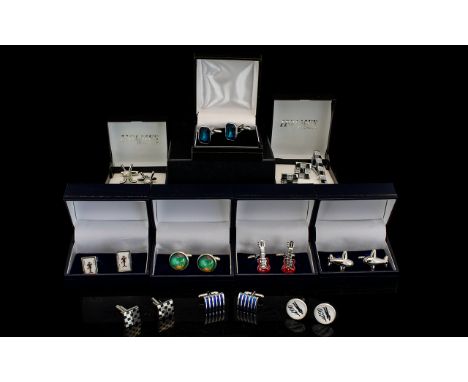 Good Collection of Mixed Cufflink's with Boxes. ( 10 ) Cufflink's In Total, Includes Novelty Cufflink's Areoplane Cufflinks 0