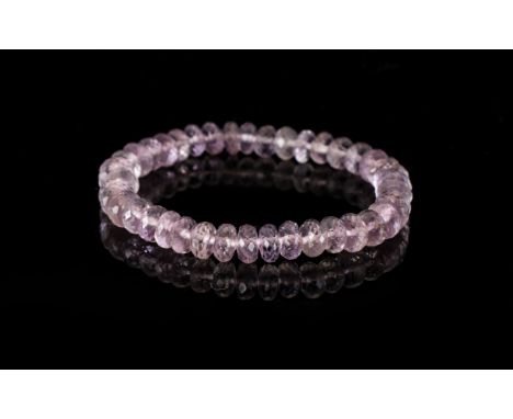 Rose de France Amethyst Faceted Bead Bracelet, faceted rondelle shape amethyst beads of the Rose de France variety, threaded 