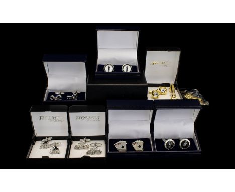 Good Collection of Mixed Cufflink's with Boxes. ( 7 ) Cufflink's In Total, Includes Novelty Cufflink's Deck of Playing Cards 