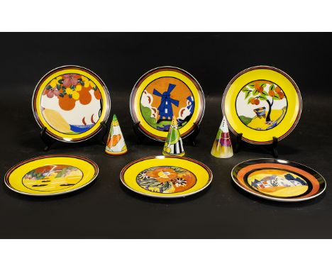 Collection of Limited Edition Clarice Cliff Plates and Salt &amp; Pepper Shaker, plates to include, 'Eden' #0431A, 'Avignon' 