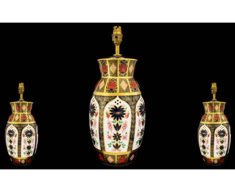 Royal Crown Derby Superb Quality Old Imari Pattern 22ct Solid Gold Band Tall And Impressive Table Lamp Base Pattern number 11