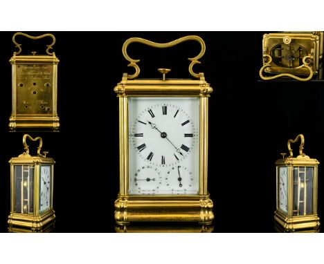 Hemming And Hebel Austrian Made Excellent Quality Multi Dial Gilt Metal Repeater And Alarm Clock Eight day striking carriage 