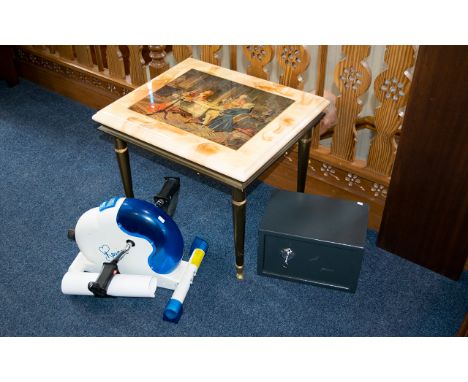 A Mixed Lot - Comprising, A Davina Maccall Mini Exercise Bike, Lockable Compact Home Safe, Italian Style Coffee Table With Ma