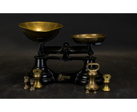 Set of Libresco Scales - comes with full set of imperial bell weights. 1lb, 1/2 lb, 4 ozs, 2 ozs, 1 oz, 1/2 oz and 1/4 oz. 