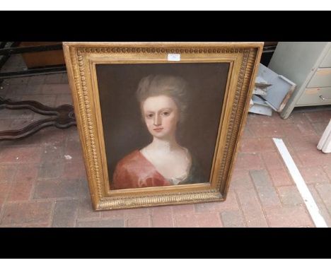 A gilt framed oil portrait, possibly of Lady Delves-Broughton - canvas size 53cms x 42cmsCONDITION REPORTWe have attached a n