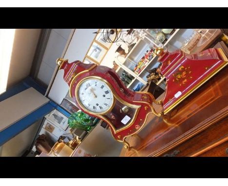 A Zenith French style red lacquered mantle clock with bracketCONDITION REPORTBy our judgement, cosmetic condition of lot is g