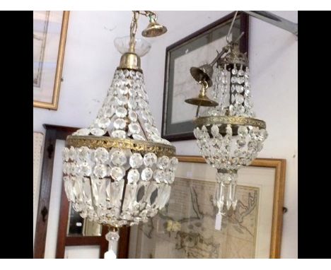 A crystal drop ceiling light - 48cm, together with a smaller ditto 