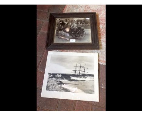 A Kirk &amp; Sons early original photograph of the first car on the Island? with original newspaper cutting, together with a 
