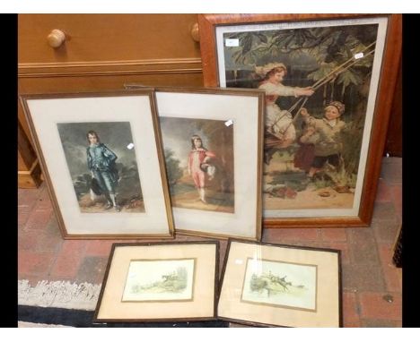A vintage Pear's print together with four other prints